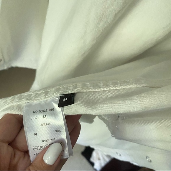 ONE WAY White Distressed Oversized Button Up Shirt - Picture 7 of 9